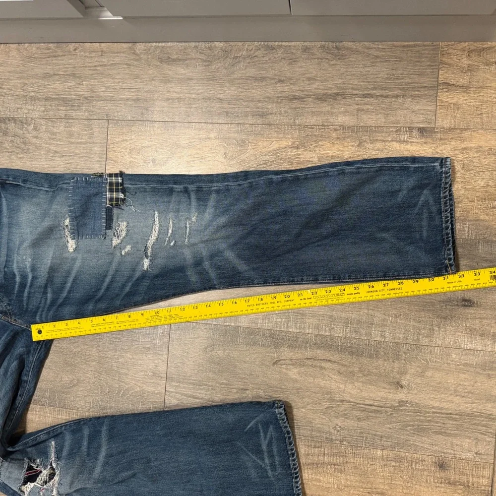 Polo Ralph‎ Lauren Men's Distressed Patchwork Jeans Button Fly Blue Size 36x32